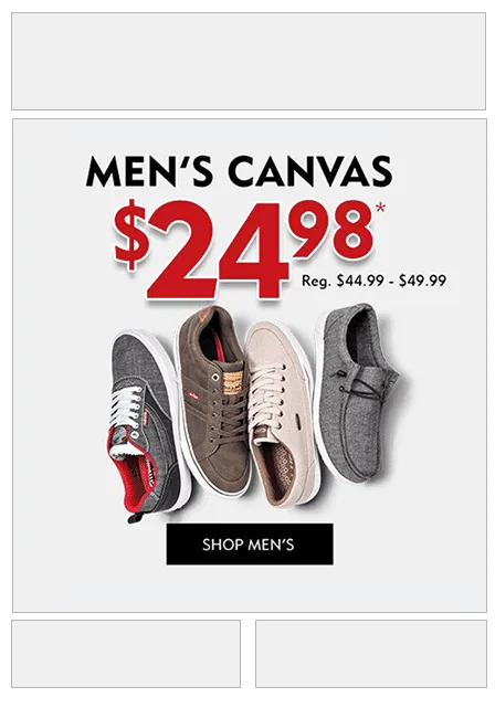 Shoe campaign demonstration cycling different creative in the same email image space