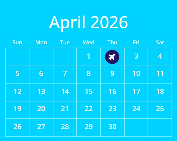 Detail of Alex's example: April 2026 with a plane marker on the 2nd