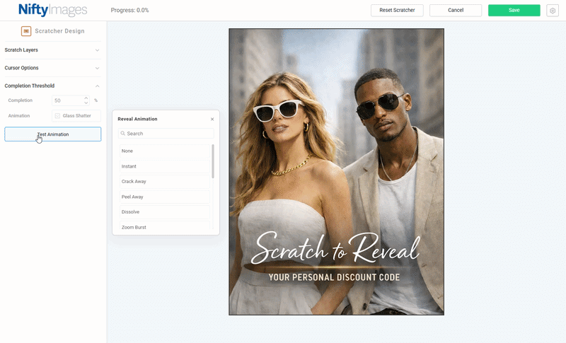 Completion animation settings