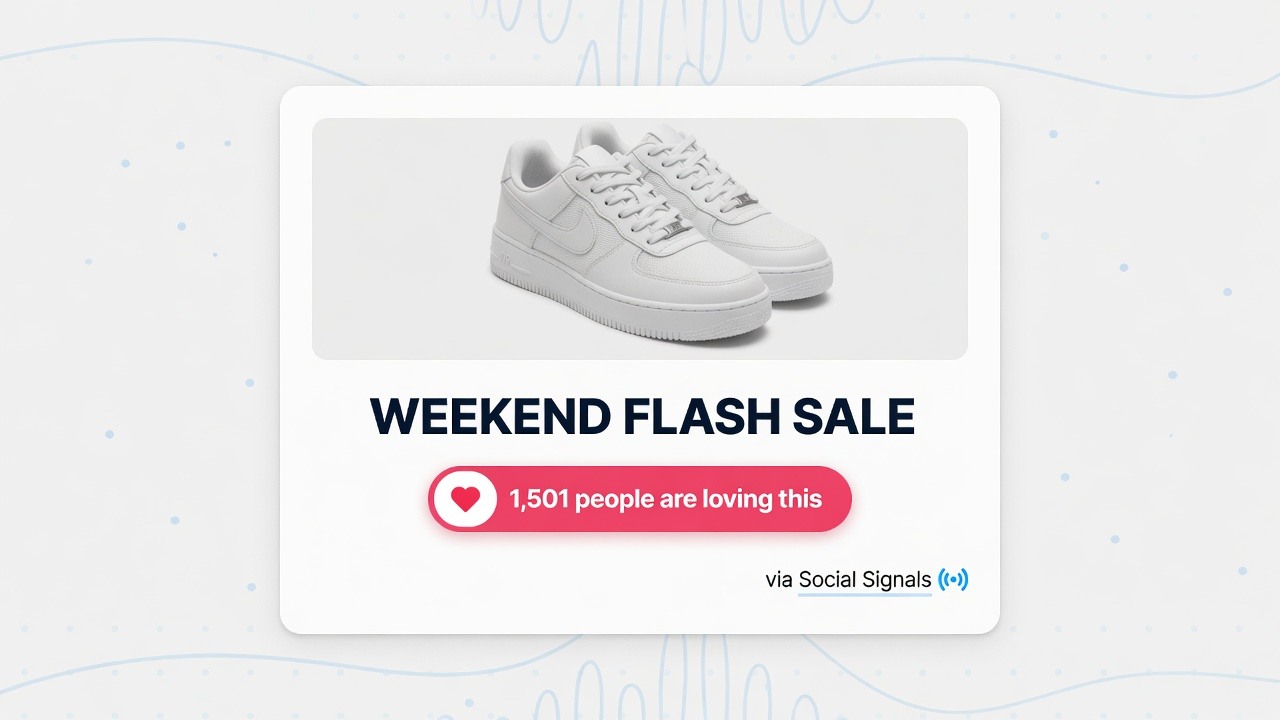 Flash sale email creative with a live Social Signals engagement counter