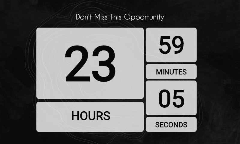 Asymmetric countdown with large hours and stacked minutes and seconds