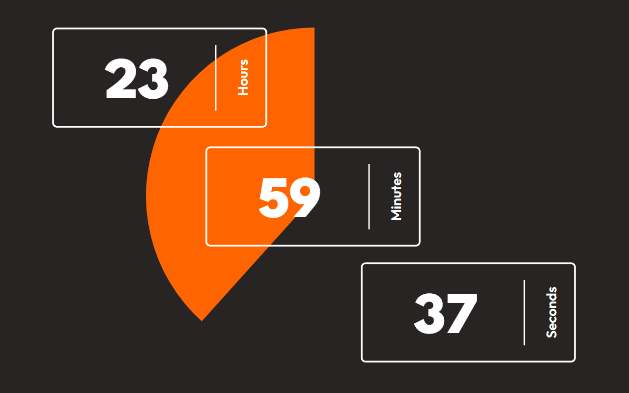 Countdown components staggered across an orange circular design