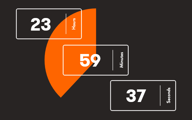 Countdown components staggered across an orange circular design