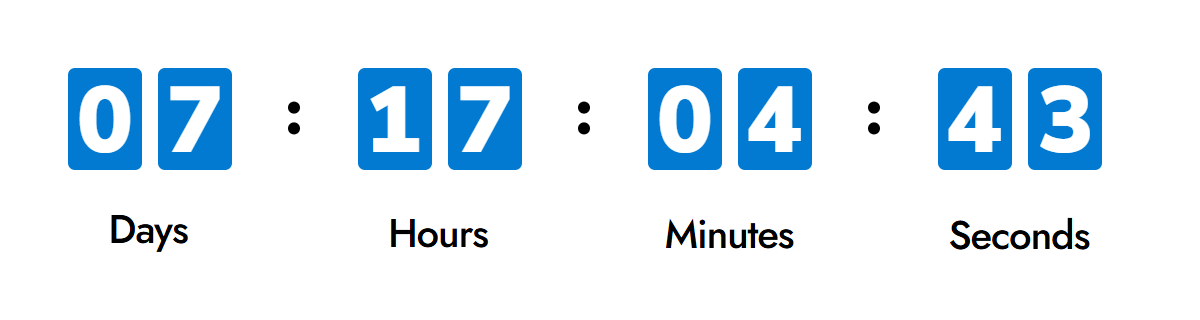 Blue countdown digits on a white background