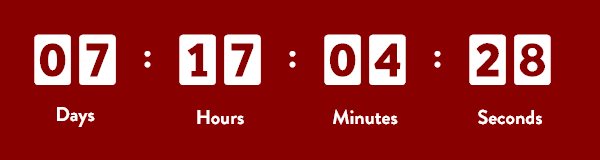 White countdown digits on a red background
