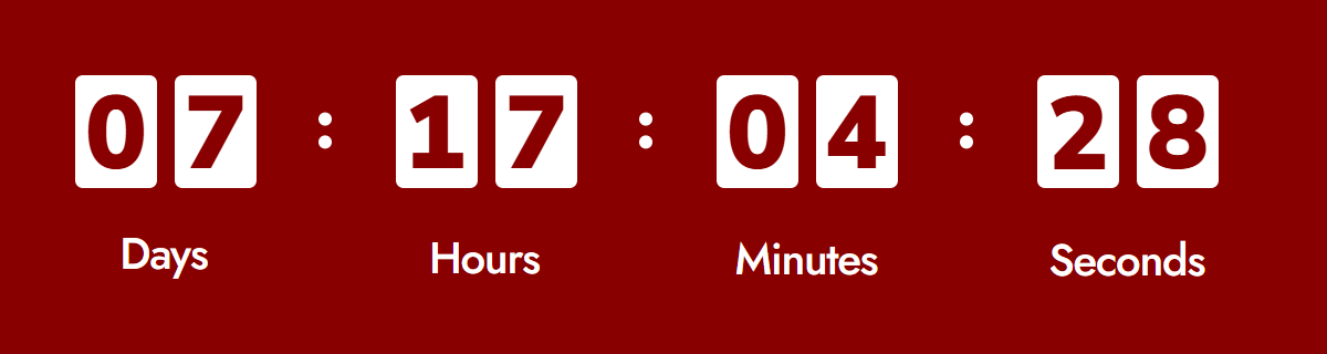 White countdown digits on a red background