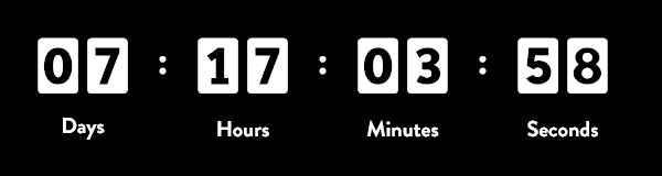 White countdown digits on a black background