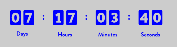 Blue countdown digits on a gray background