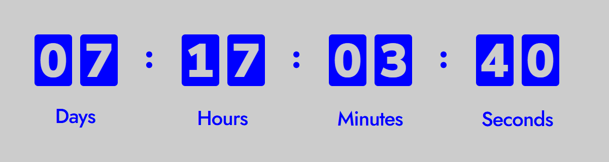 Blue countdown digits on a gray background