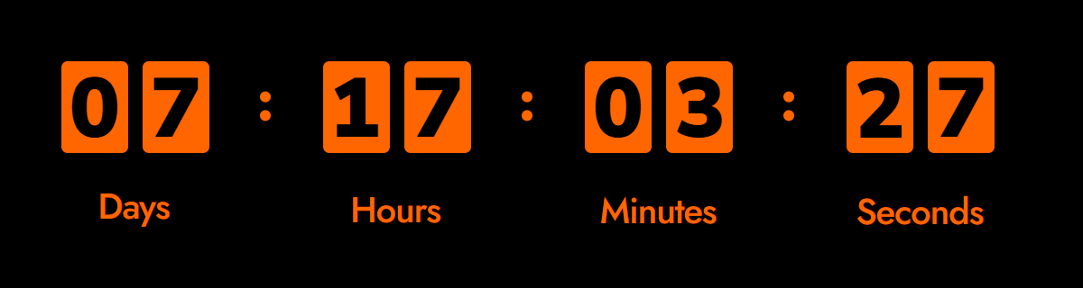 Orange countdown digits on a black background
