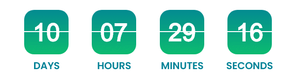 Teal countdown components with flip-style animation