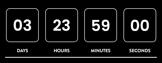 White outlined countdown components with a linear progress bar