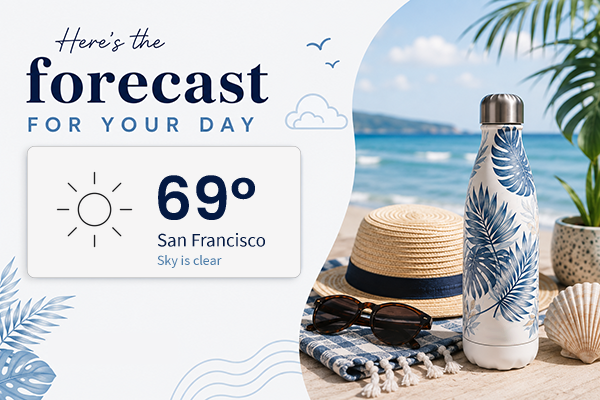 Weather image showing the recipient's local forecast for the day