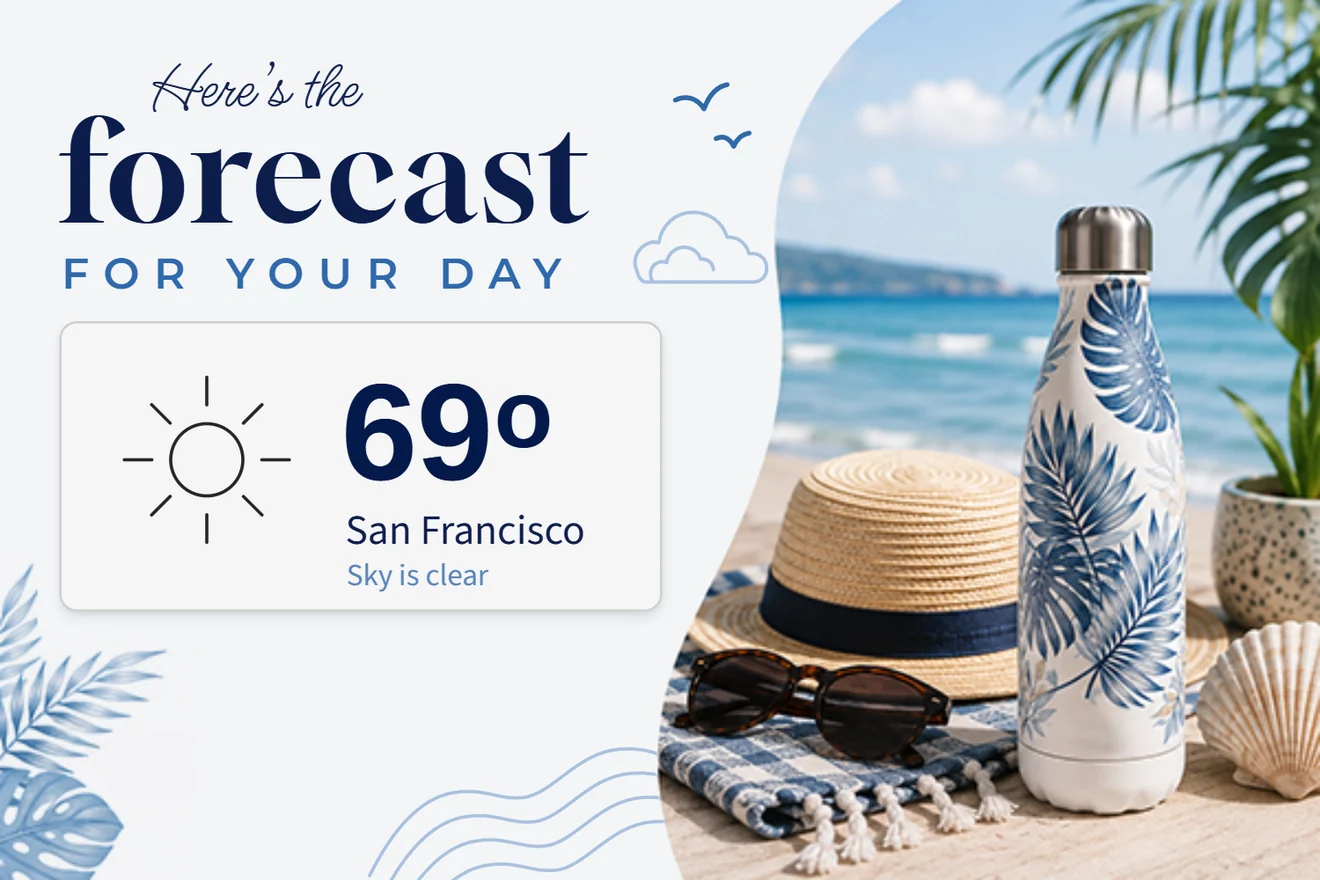Weather image showing the recipient's local forecast for the day